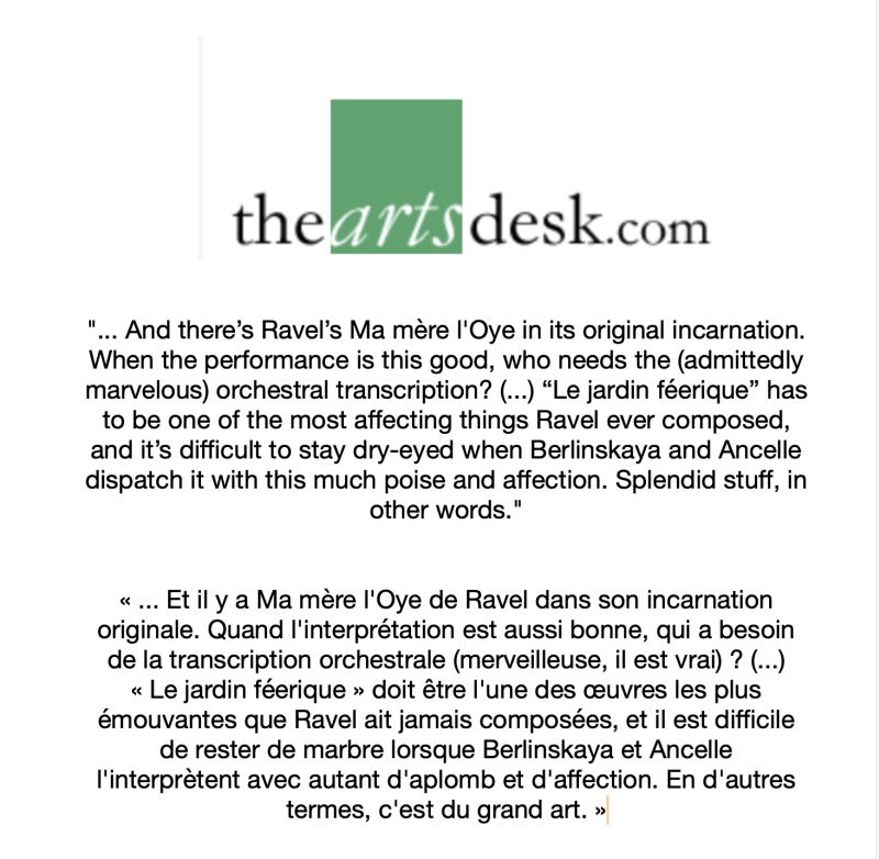 Brève The Arts Desk - Septembre 2024